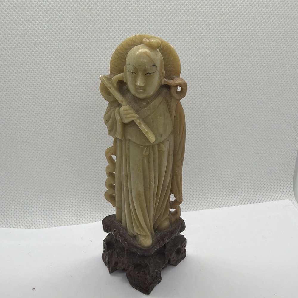 Vintage Chinese Soapstone Carving Deity 5.5" Immortal Figure Handcarved China